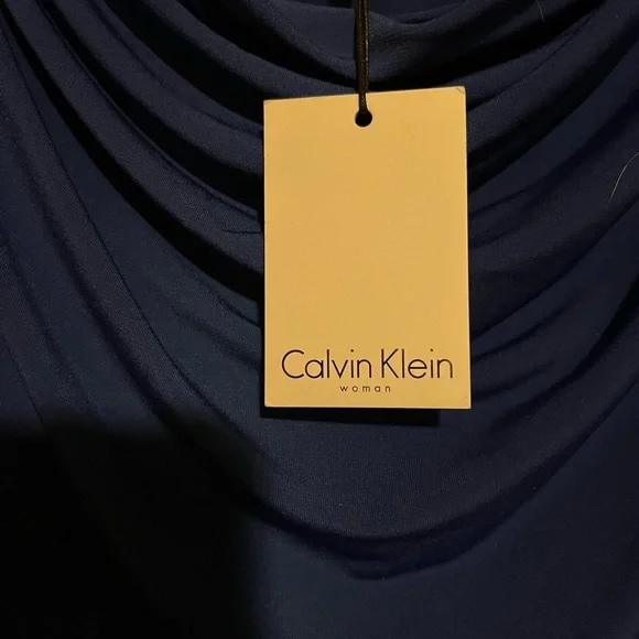 Calvin Klein Women's Blue Draped Top - Picture 2 of 6